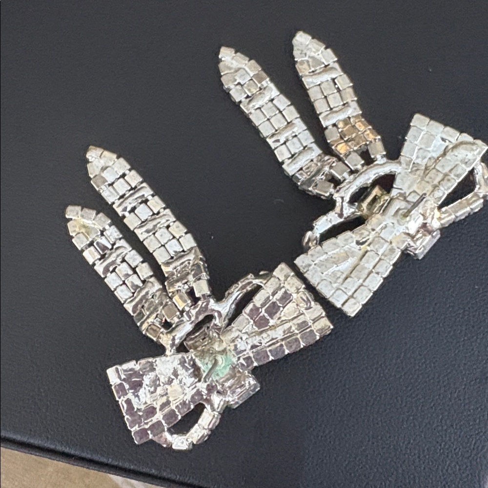 Rhinestone Crystal Bow Statement Dangle Earrings … - image 7